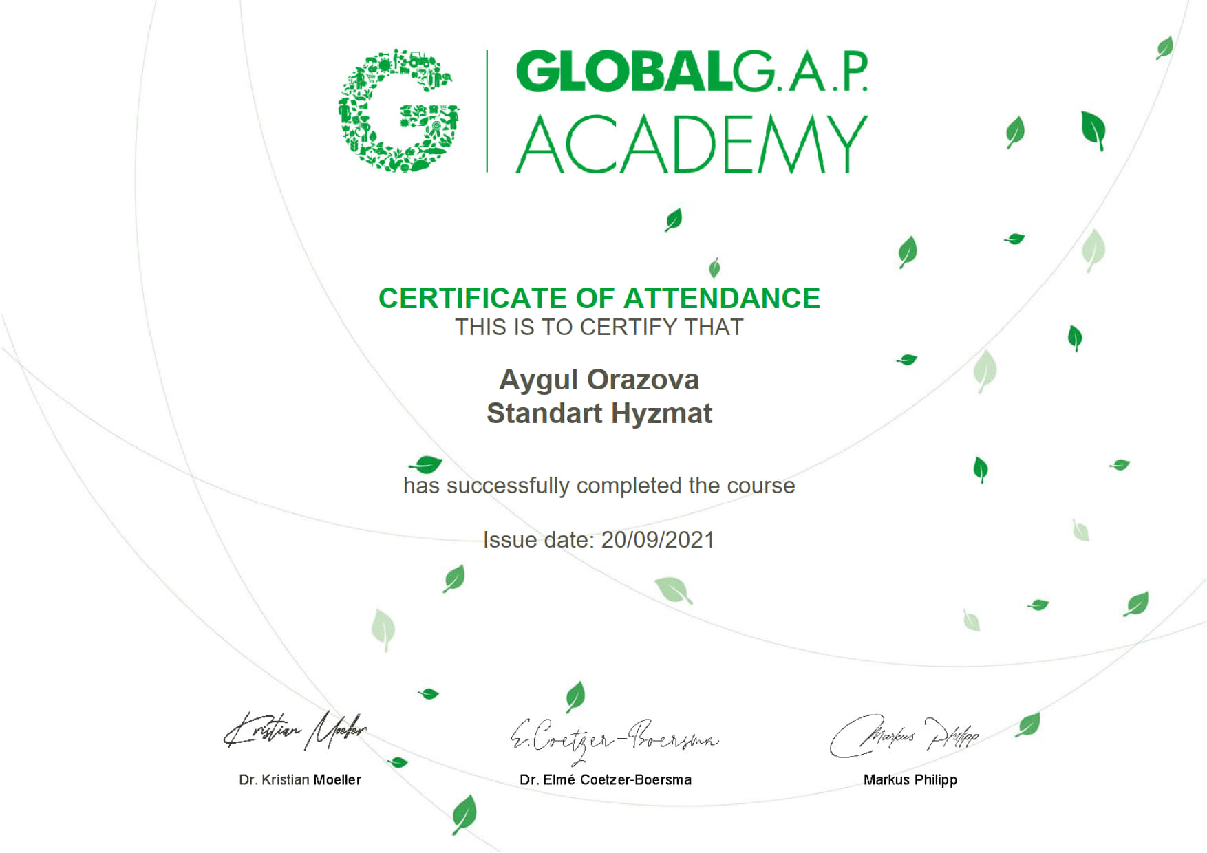GlobalG.A.P.v5.2 – Оразова Айгуль-2021