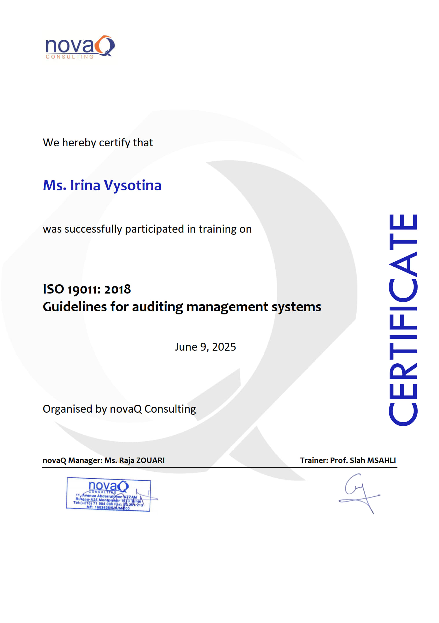ISO 19011 – Высотина Ирина
