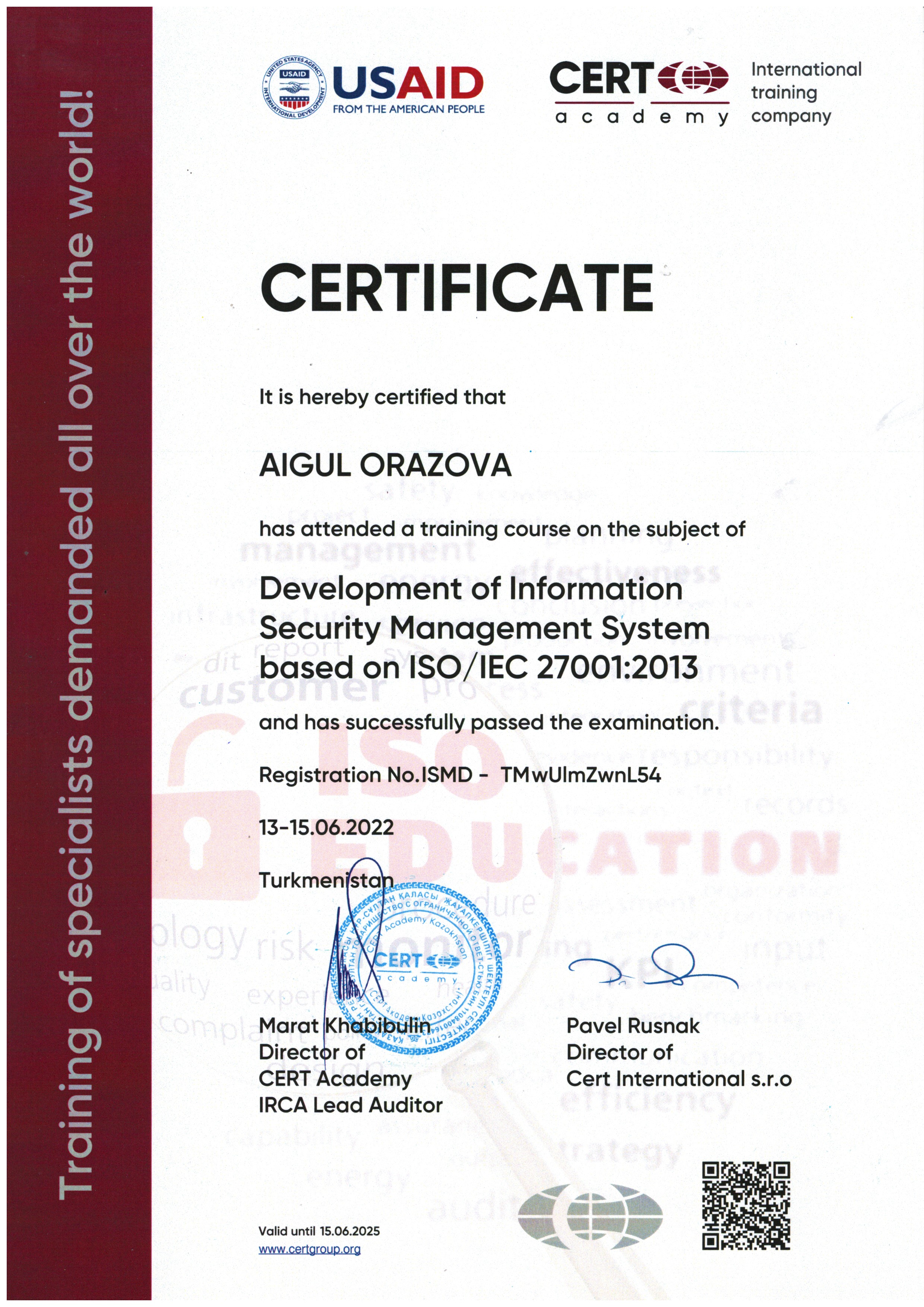 ISO 27001-Разработка – Айгуль Оразова-CERT