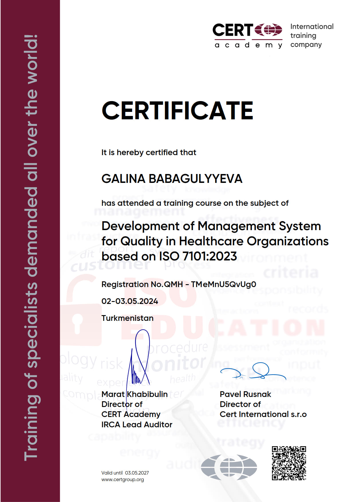 ISO 7101 – Бабакулиева Галина-1